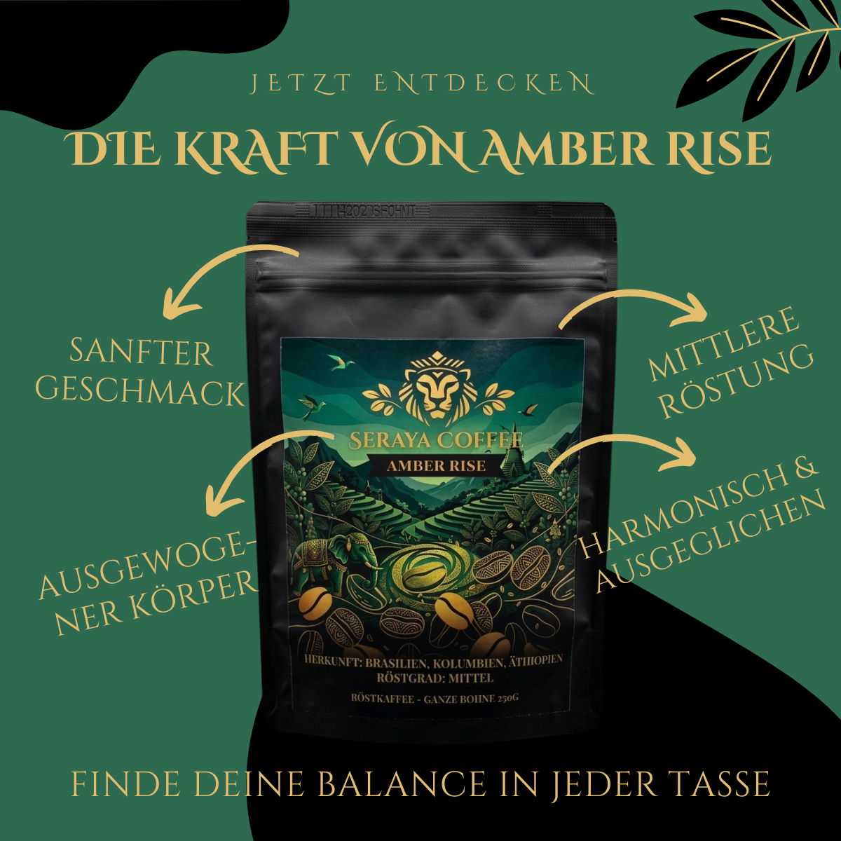 Amber Rise Kaffee Crema – Medium Roast | 250g Ganze Bohne